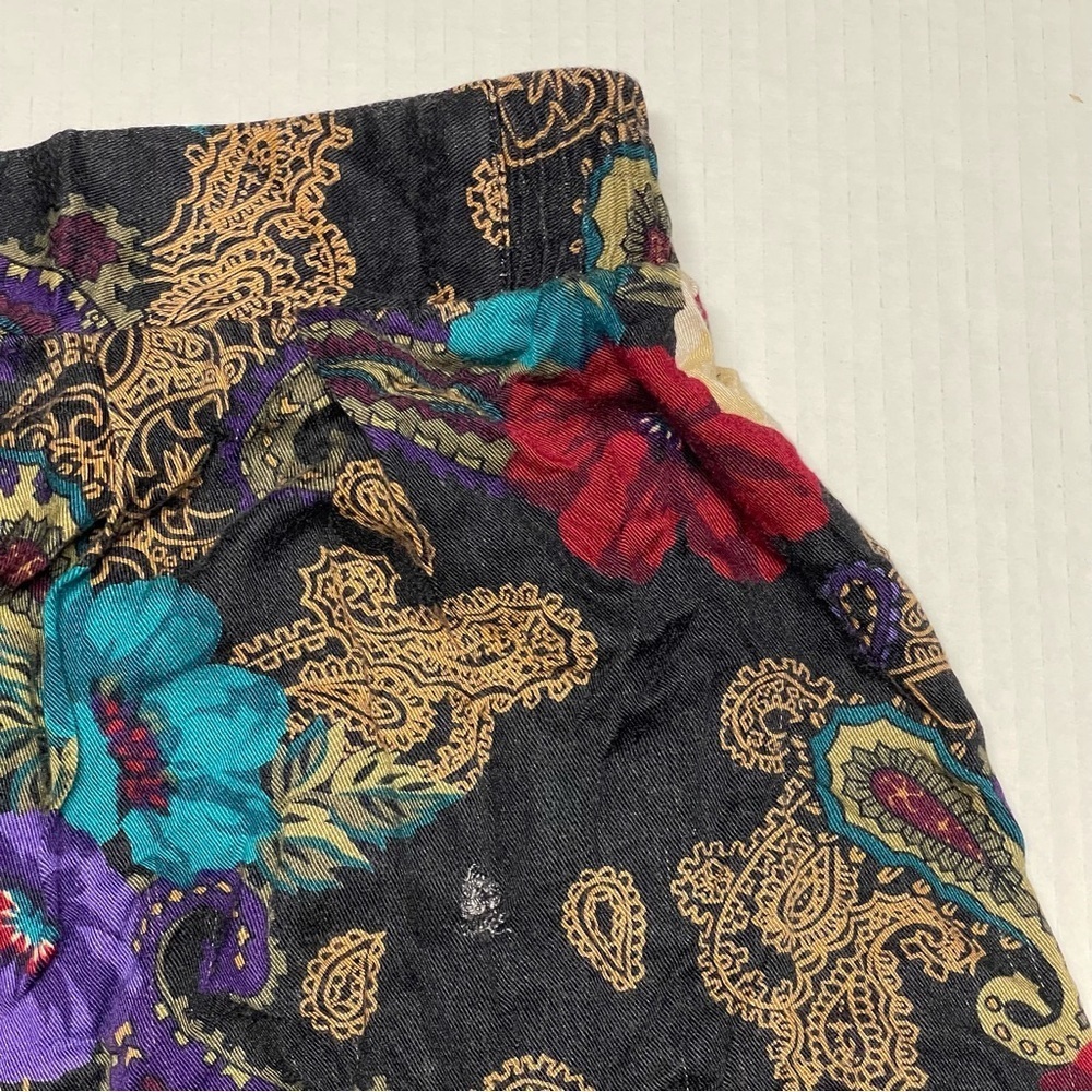 Vintage Modiano Women’s Floral Paisley Black Skirt Boho Rayon Sz 18 Made in USA - Picture 6 of 10